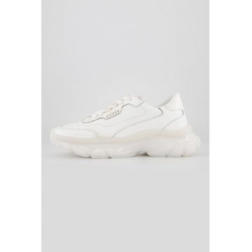 Pantofi sport demi-wedge de piele cu garnituri de piele ecologica