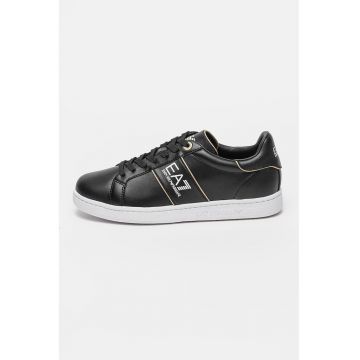 Pantofi sport din piele si piele ecologica cu detalii logo