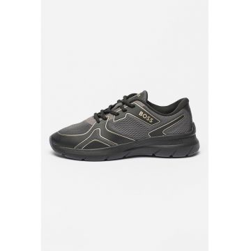 Pantofi sport low-cut cu garnituri de plasa Owen Runn - Auriu/Negru/Gri antracit