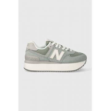 New Balance sneakers din piele intoarsă WL574ZSG culoarea turcoaz