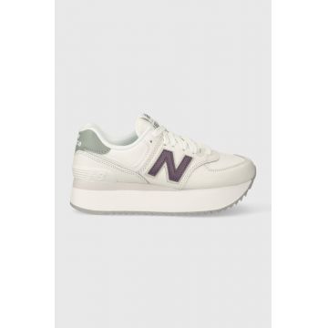 New Balance sneakers din piele WL574ZFG culoarea alb