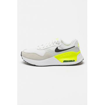 Pantofi sport cu garnituri de plasa si piele intoarsa Air Max Systm - Alb/Gri/Verde neon