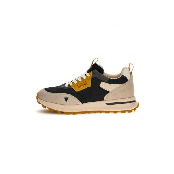 Pantofi sport cu model colorblock si insertii de piele intoarsa