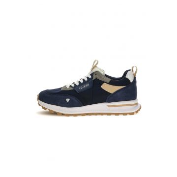 Pantofi sport cu model colorblock si insertii de piele intoarsa