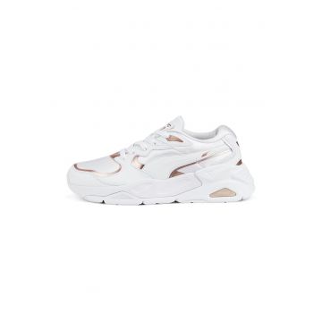 Pantofi sport de piele ecologica cu insertii metalizate Mira Glam