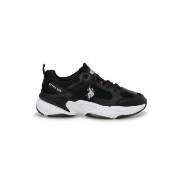 Pantofi sport din piele ecologica cu insertii din plasa