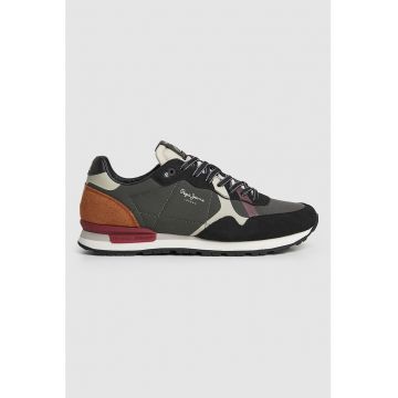 Pantofi sport low-cut cu insertii de piele intoarsa