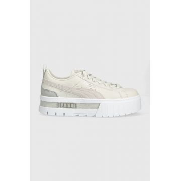 Puma sneakers Mayze Lth culoarea gri, cu platformă 381983