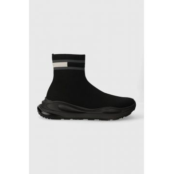 Tommy Jeans sneakers TJM KNITTED MID CUT culoarea negru, EM0EM01202