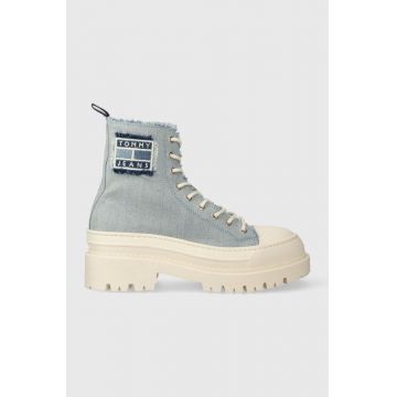 Tommy Jeans tenisi TJW FOXING DENIM BOOT femei, EN0EN02348