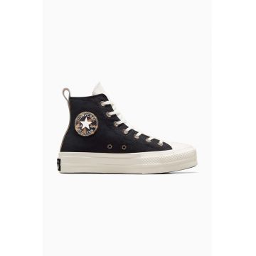 Converse tenisi Chuck Taylor All Star Lift femei, culoarea negru, A05257C