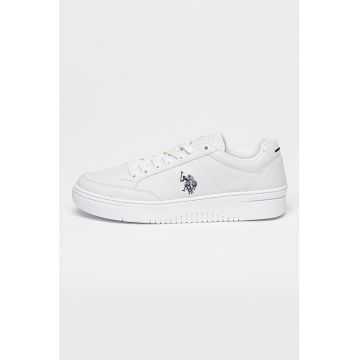 Pantofi sport de piele ecologica cu logo contrastant