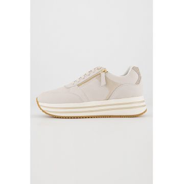 Pantofi sport de piele nabuc cu insertii de piele ecologica