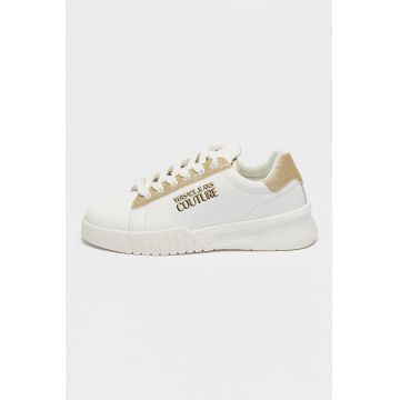 Pantofi sport de piele si piele ecologica Fondon Uptwon - Alb/Auriu