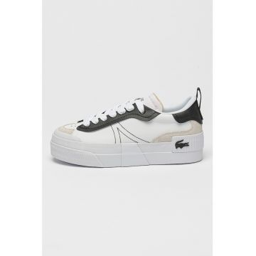 Pantofi sport din piele si piele intoarsa cu talpa flatform si garnituri din piele ecologica