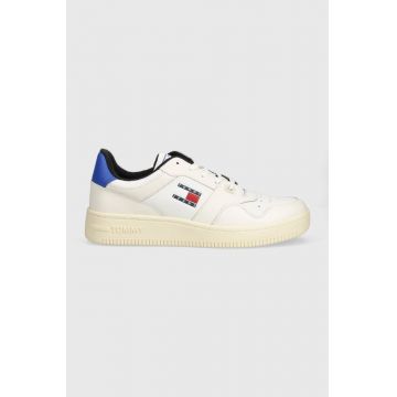 Tommy Jeans sneakers din piele TJM BASKET COLOR culoarea alb, EM0EM01255