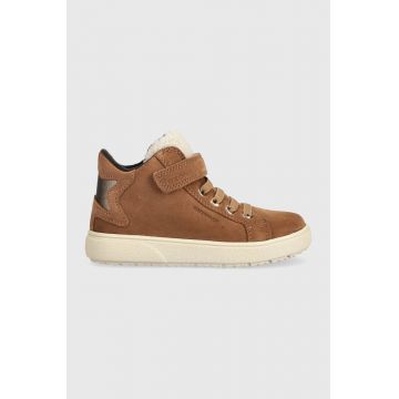 Geox sneakers de piele întoarsă pentru copii J36HYC 022BH J THELEVEN WPF culoarea maro