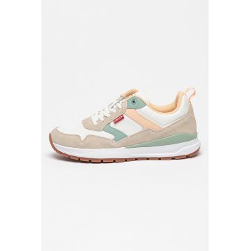 Pantofi sport colorblock cu garnituri de piele si piele intoarsa