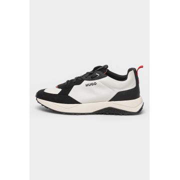 Pantofi sport cu garnituri de piele intoarsa ecologica Kane