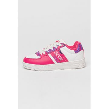Pantofi sport de piele cu detalii logo Fondo Meyssa - Alb/Fucsia/Ametist