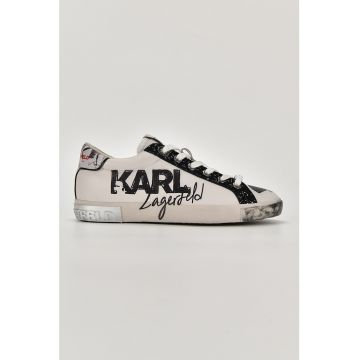 Pantofi sport de piele cu imprimeu logo