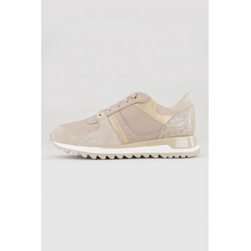 Pantofi sport de piele si piele intoarsa cu detalii contrastante
