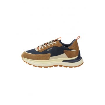 Pantofi sport din material textil cu garnituri de piele intoarsa
