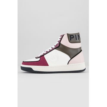 Pantofi sport high-top cu model colorblock - Alb/Visiniu/Roz
