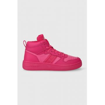 Tommy Jeans sneakers din piele TJW RETRO BASKET MC WL culoarea roz, EN0EN02398