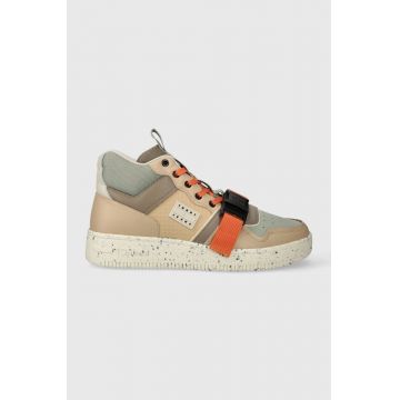 Tommy Jeans sneakers TJM BASKET LEATHER BUCKLE MID culoarea bej, EM0EM01288