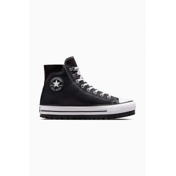 Converse bocanci de piele Chuck Taylor All Star City Trek culoarea negru, A04480C