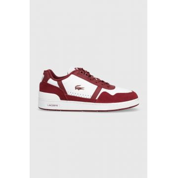 Lacoste sneakers din piele Graphic Print T-Clip culoarea bordo, 46SMA0070