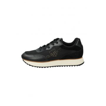 Pantofi sport cu imprimeu logo si garnituri din piele