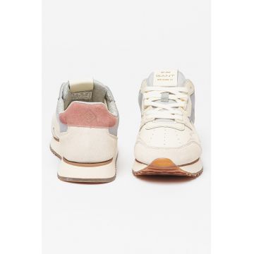 Pantofi sport cu insertii de piele si piele intoarsa
