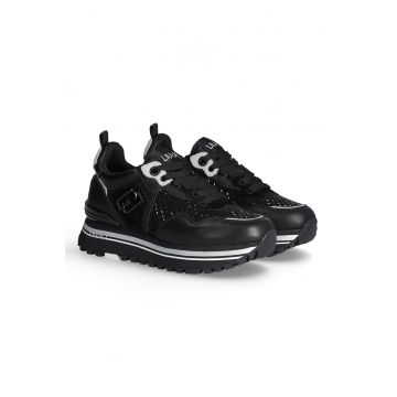 Pantofi sport de piele cu garnituri de piele ecologica