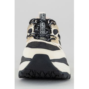Pantofi sport de piele ecologica cu aspect masiv si insertii de plasa