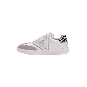 Pantofi sport de piele ecologica cu garnituri de piele intoarsa si piele cu par scurt Aviana