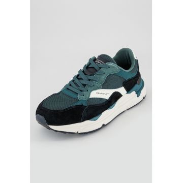 Pantofi sport de piele nabuc cu insertii de plasa