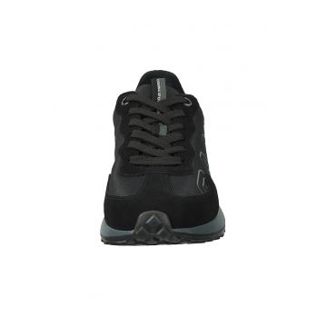 Pantofi sport din piele intoarsa si material textil cu broderie logo