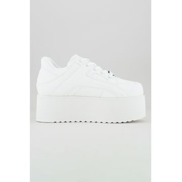 Pantofi sport flatform de piele ecologica