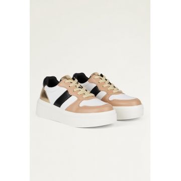 Pantofi sport flatform de piele ecologica