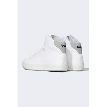Pantofi sport mid-high din piele ecologica cu detalii text