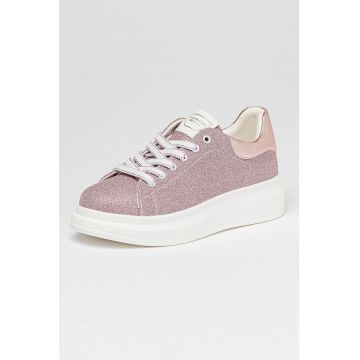 Pantofi sport stralucitori cu garnituri metalizate