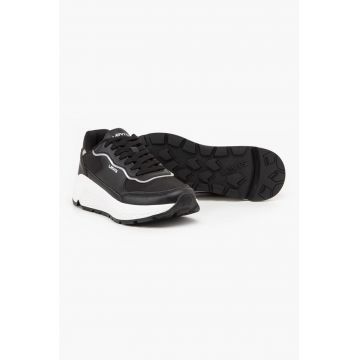 Pantofi sport wedge cu garnituri de piele ecologica