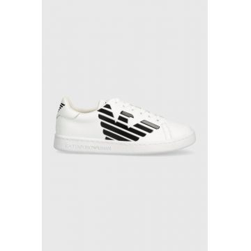 EA7 Emporio Armani sneakers din piele pentru copii culoarea alb