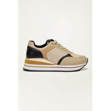 Pantofi sport cu talpa wedge si model colorblock