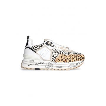 Pantofi sport de piele cu par scurt - cu logo