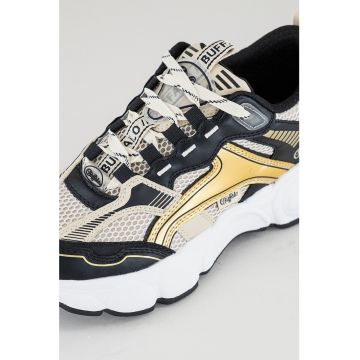 Pantofi sport de piele ecologica cu aspect contrastant