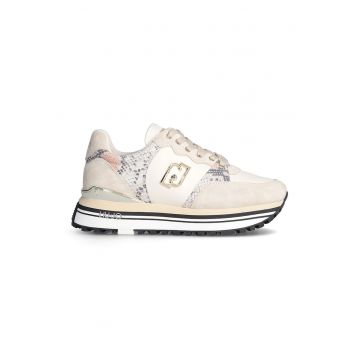 Pantofi sport de piele intoarsa cu garnituri cu model piele de sarpe