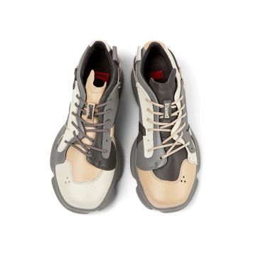 Pantofi sport din piele cu model colorblock